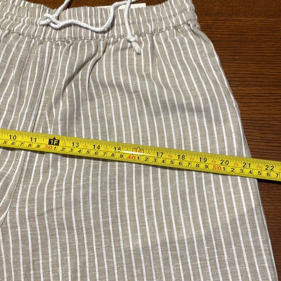 NWT Beachlunchlounge Margot Striped Linen Blend Wide Leg Cropped Pants, Med - Picture 8 of 8